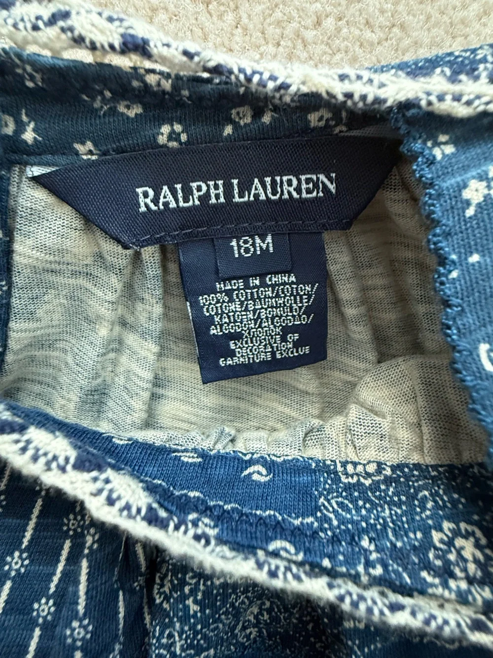 Ralph Lauren Blue Patchwork dress bloomers- size 18months